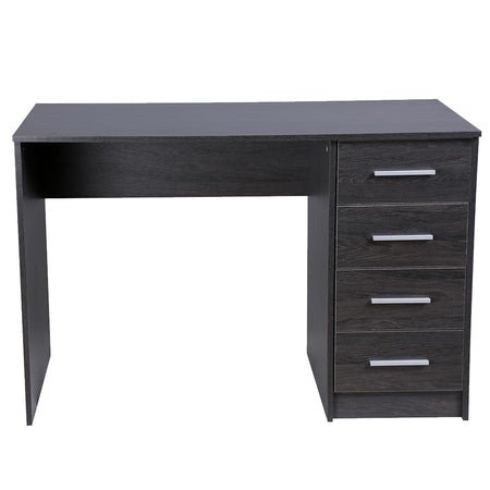 Scrivania in Legno MDF con Cassettiera 4 Cassetti 110x56 H 73cm Porta PC Grigio