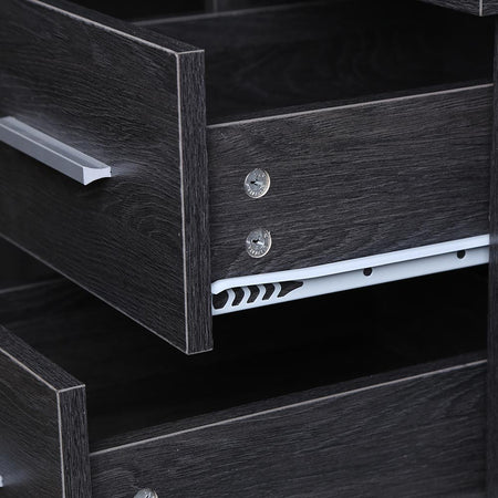 Scrivania in Legno MDF con Cassettiera 4 Cassetti 110x56 H 73cm Porta PC Grigio