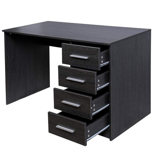 Scrivania in Legno MDF con Cassettiera 4 Cassetti 110x56 H 73cm Porta PC Grigio