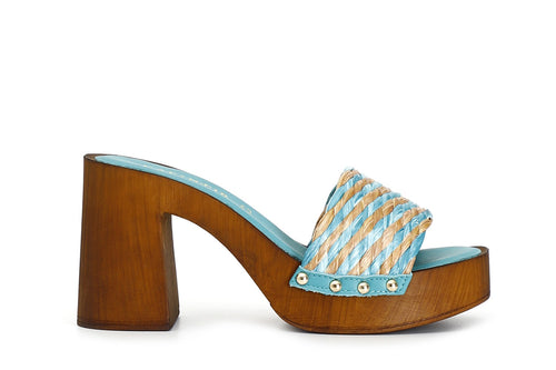 CIABATTA IN RAFFIA E PELLE