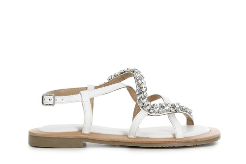 SANDALO IN PELLE CON ACCESSORIO GIOIELLO