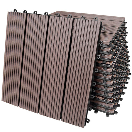 Kit 11 Mattonelle a Incastro per Terrazzo Piastrelle pavimenti 30x30cm in WPC Antiscivolo