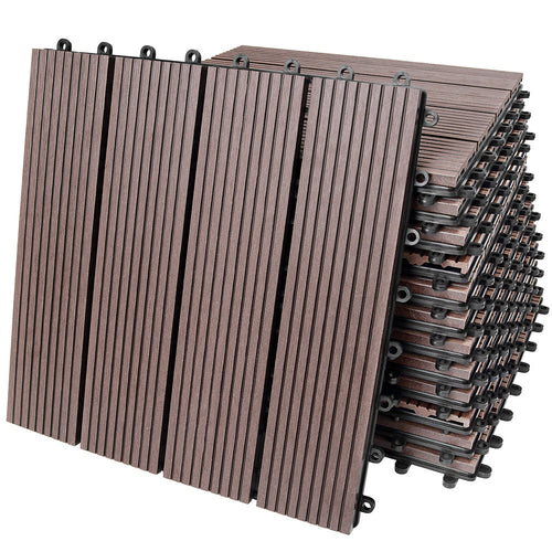 Kit 11 Mattonelle a Incastro per Terrazzo Piastrelle pavimenti 30x30cm in WPC Antiscivolo