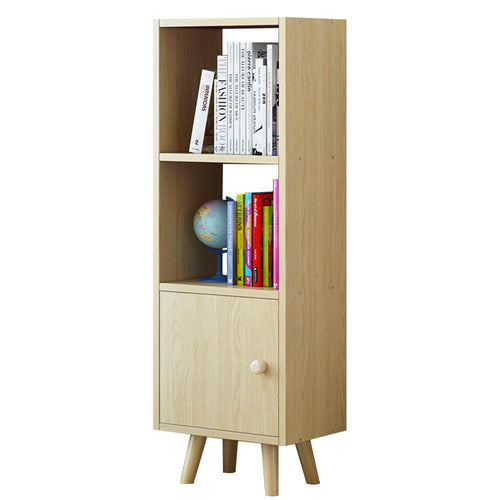 Mobile Libreria 2 Ripiani + Anta Mobiletto Legno Design Moderno Quercia H132cm
