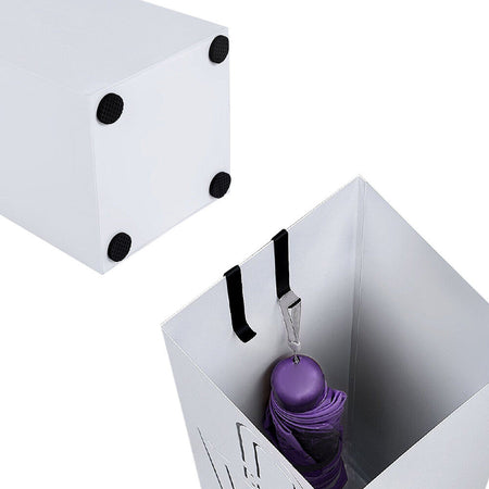 Porta Ombrelli Decorato 49cm Metallo Verniciato Bianco Interno Esterno con Accessori