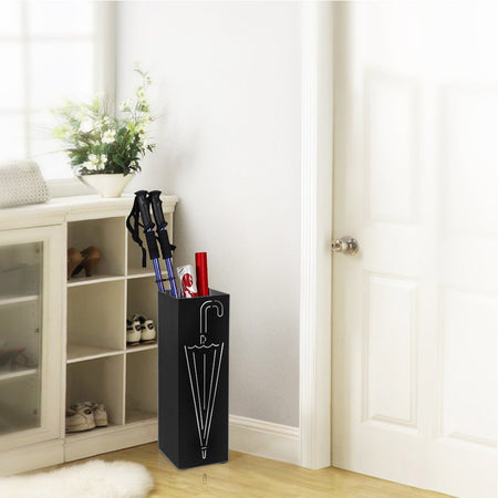 Porta Ombrelli Decorato 49cm Metallo Verniciato Bianco Interno Esterno con Accessori