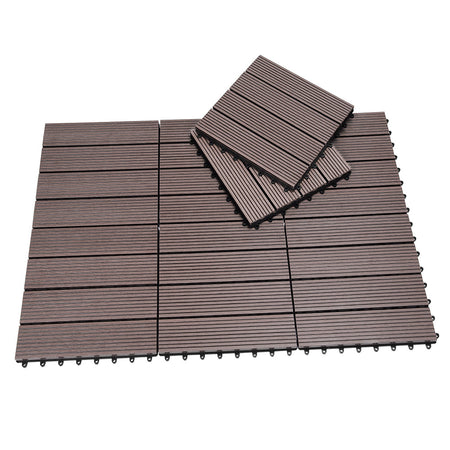 Kit 11 Mattonelle a Incastro per Terrazzo Piastrelle pavimenti 30x30cm in WPC Antiscivolo