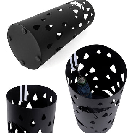 Porta Ombrelli Decorato H. 49 cm Metallo Verniciato Interno Esterno con Vaschetta Salvagoccia