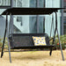 Dondolo da Giardino 3 Posti 172cm Tettuccio Regolabile Impermeabile Struttura Acciaio Nero