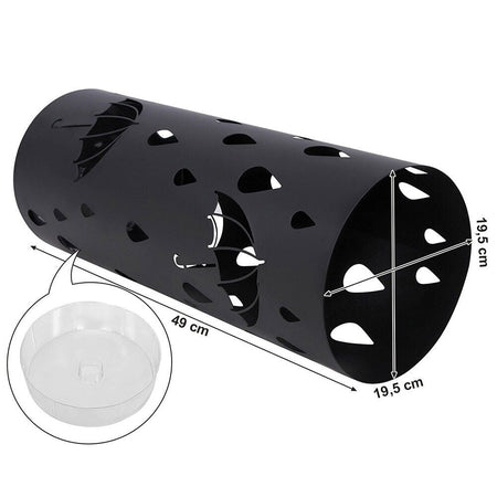 Porta Ombrelli Decorato H. 49 cm Metallo Verniciato Interno Esterno con Vaschetta Salvagoccia