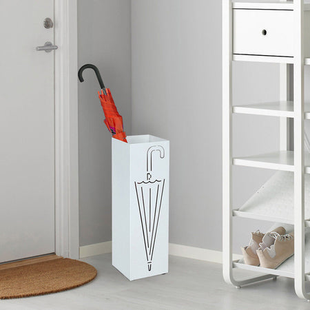 Porta Ombrelli Decorato 49cm Metallo Verniciato Bianco Interno Esterno con Accessori