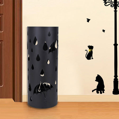 Porta Ombrelli Decorato H. 49 cm Metallo Verniciato Interno Esterno con Vaschetta Salvagoccia