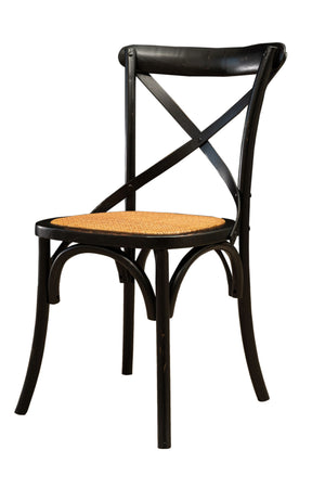Biscottini Sedia Thonet in massello e seduta in rattan finitura Nero anticato