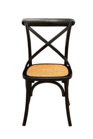 Biscottini Sedia Thonet in massello e seduta in rattan finitura Nero anticato