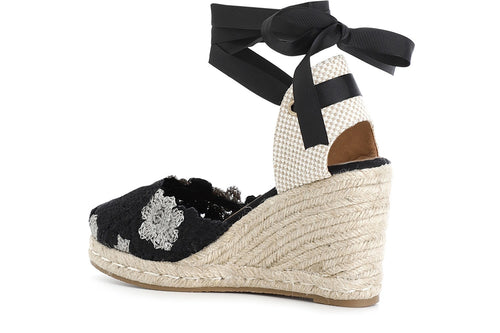 SCARPE APERTE IN TESSUTO RICAMATO