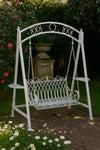 Biscottini Dondolo a due posti in ferro battuto finitura bianca anticata L198xPR100xH220 cm
