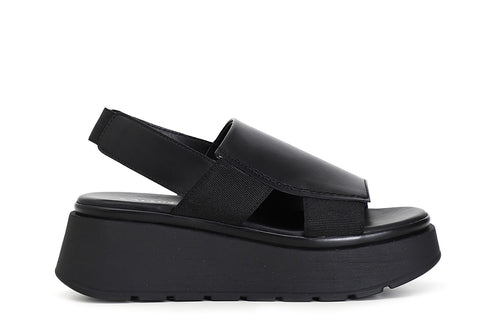 SANDALO FASCIA IN PELLE SU ZEPPA