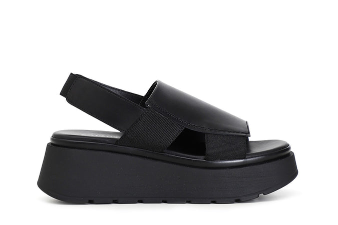SANDALO FASCIA IN PELLE SU ZEPPA