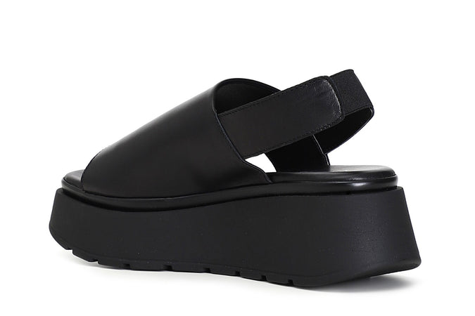 SANDALO FASCIA IN PELLE SU ZEPPA