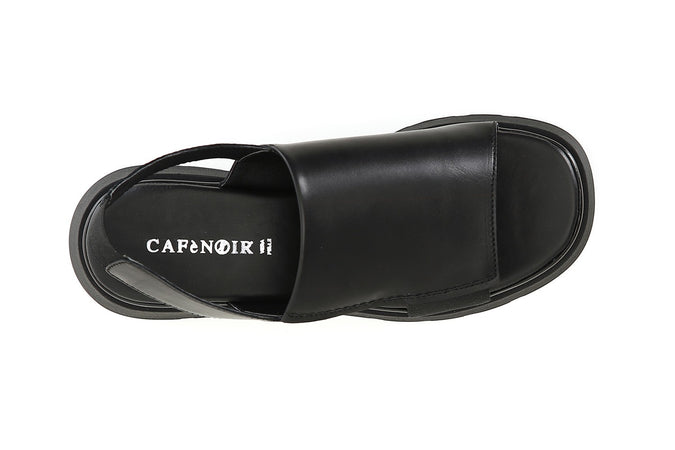 SANDALO FASCIA IN PELLE SU ZEPPA
