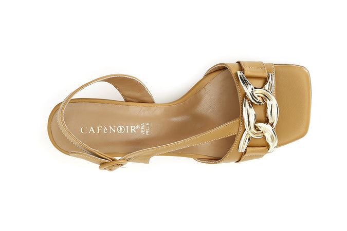 SANDALO ASIMMENTRICO IN PELLE CON CATENA