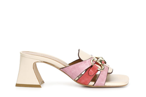 CIABATTE IN PELLE E PELLE SCAMOSCIATA CON MORSETTO