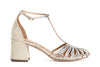 SANDALO GABBIA A T IN MICROFIBRA E STRASS