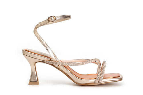 SANDALO INCROCIO CON LACCIO ALLA CAVIGLIA E STRASS