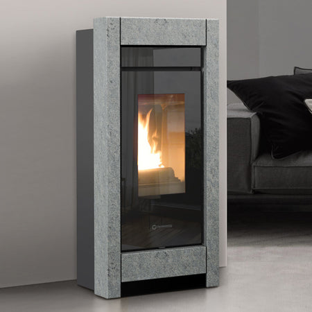 Thermorossi Termostufa a Pellet Essenza Idra 14 Stone 13,7 kW Con Rivestimento In Pietra Ollare