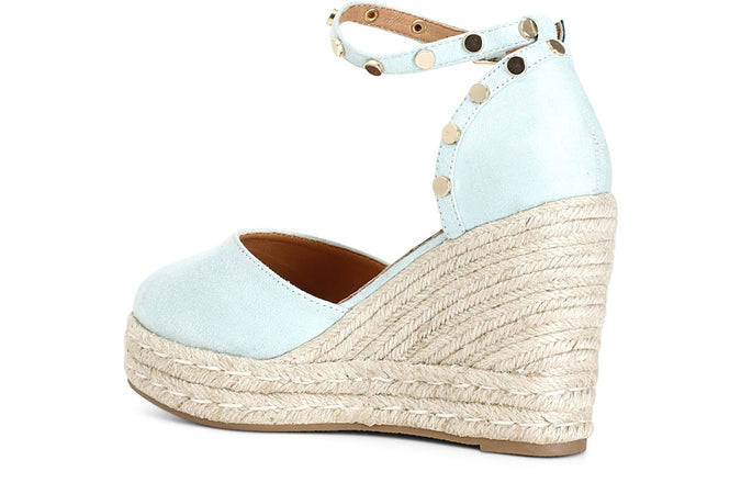 SANDALI IN TESSUTO CON BORCHIE SU ZEPPACORDA