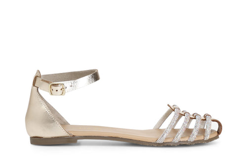 SANDALO IN PELLE CON TOPPONE MIGNON STRASS