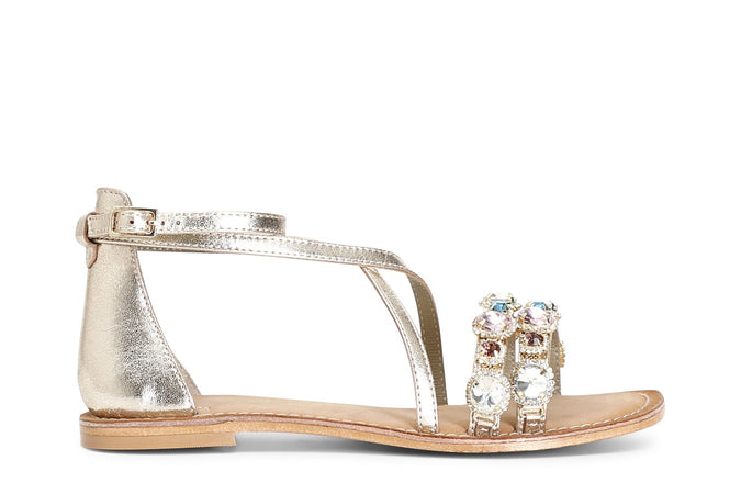 SANDALO INCROCIATO IN PELLE CON FASCIA ACCESSORI