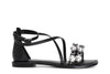 SANDALO INCROCIATO IN PELLE CON FASCIA ACCESSORI
