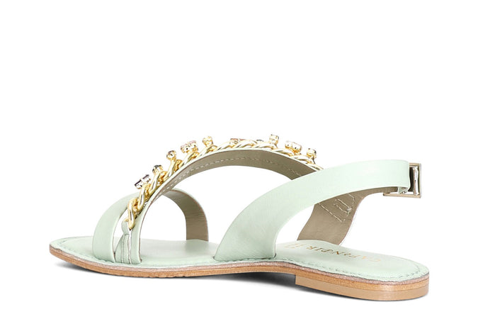 SANDALO ASIMMETRICO IN PELLE CON CATENA