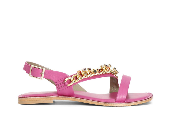 SANDALO ASIMMETRICO IN PELLE CON CATENA