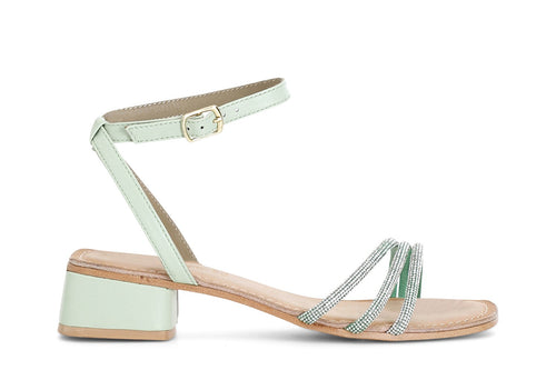 SANDALO IN PELLE CON STRASS MIGNON