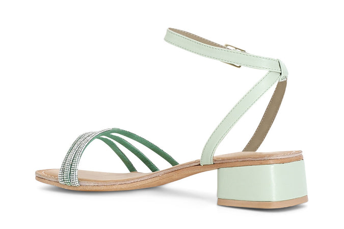 SANDALO IN PELLE CON STRASS MIGNON