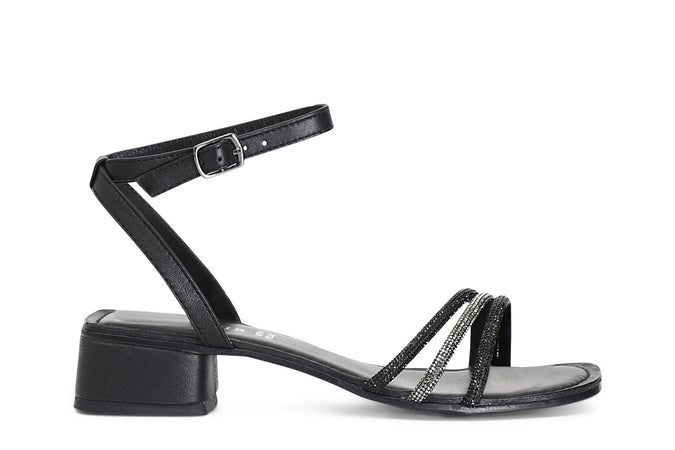 SANDALO IN PELLE CON STRASS MIGNON