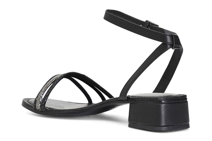 SANDALO IN PELLE CON STRASS MIGNON