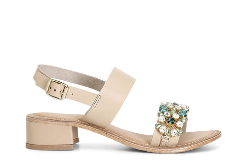 SANDALO 2 FASCE IN PELLE CON STRASS