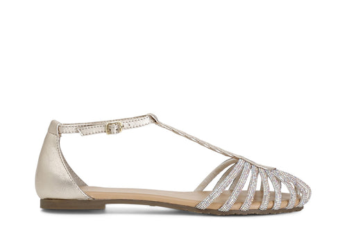 SANDALO IN PELLE CON MIGNON STRASS