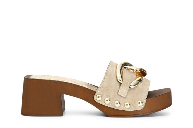 CIABATTA IN PELLE SCAMOSCIATA CON ACCESSORIO