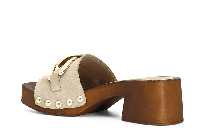 CIABATTA IN PELLE SCAMOSCIATA CON ACCESSORIO