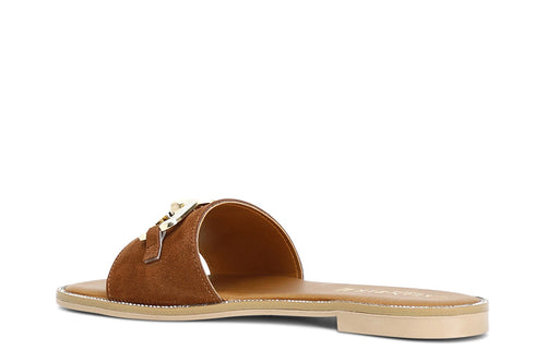 CIABATTA IN PELLE SCAMOSCIATA CON ACCESSORIO GIOIELLO