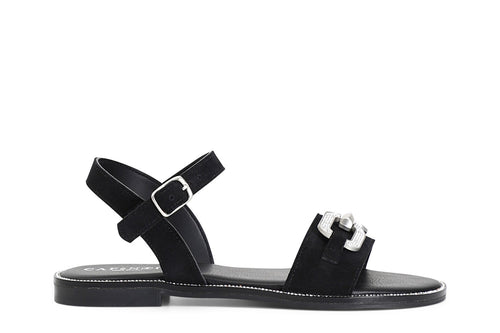 SANDALO IN PELLE SCAMOSCIATA CON ACCESSORIO GIOIELLO