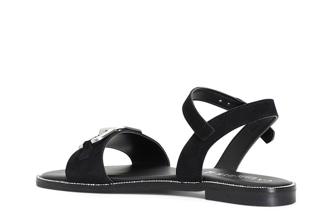 SANDALO IN PELLE SCAMOSCIATA CON ACCESSORIO GIOIELLO