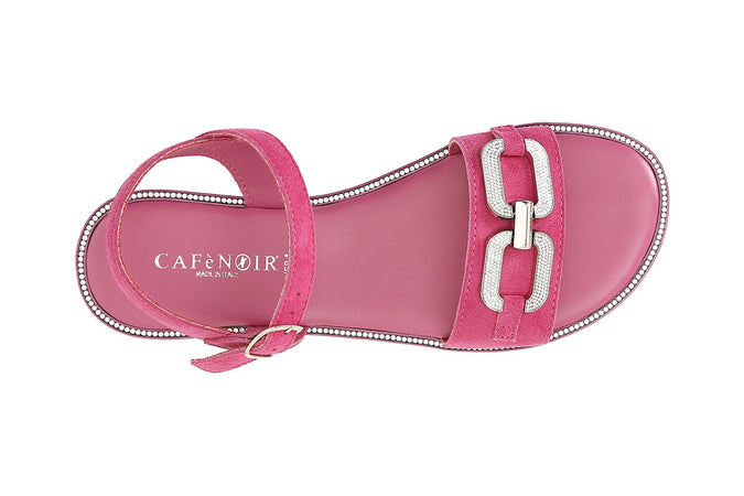 SANDALO IN PELLE SCAMOSCIATA CON ACCESSORIO GIOIELLO