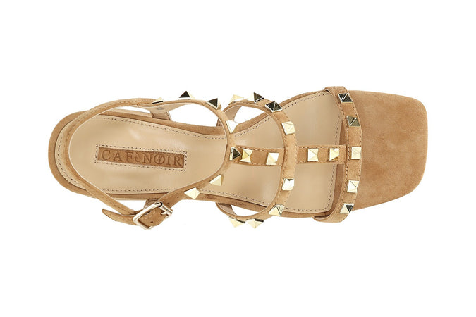 SANDALO IN PELLE SCAMOSCIATA CON BORCHIE