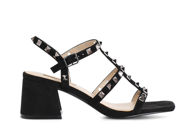 SANDALO IN PELLE SCAMOSCIATA CON BORCHIE