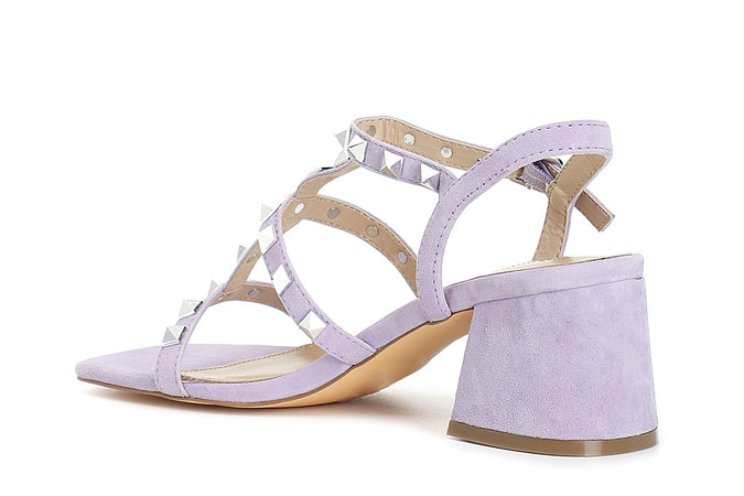 SANDALO IN PELLE SCAMOSCIATA CON BORCHIE